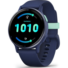 Garmin Vivoactive 5 Metallic Navy Aluminum Bezel with Navy Case and Silicone Band (010-02862-12)