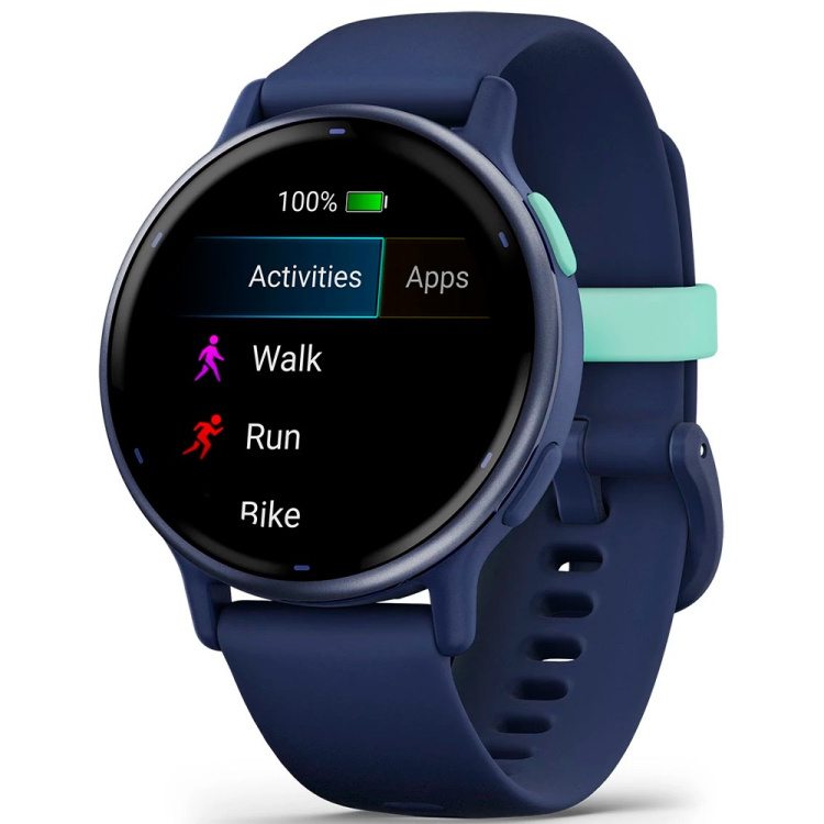Garmin Vivoactive 5 Metallic Navy Aluminum Bezel with Navy Case and Silicone Band (010-02862-12)