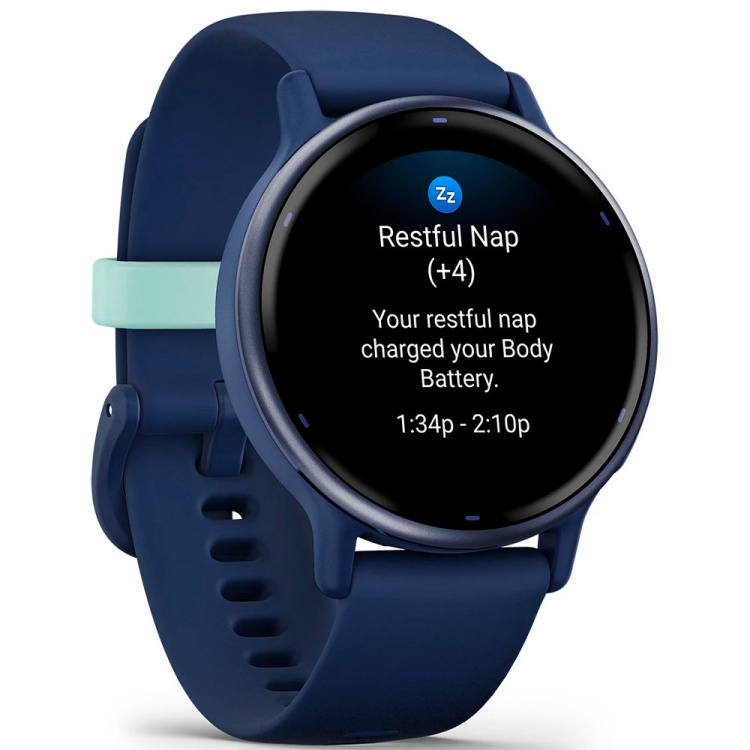 Garmin Vivoactive 5 Metallic Navy Aluminum Bezel with Navy Case and Silicone Band (010-02862-12)