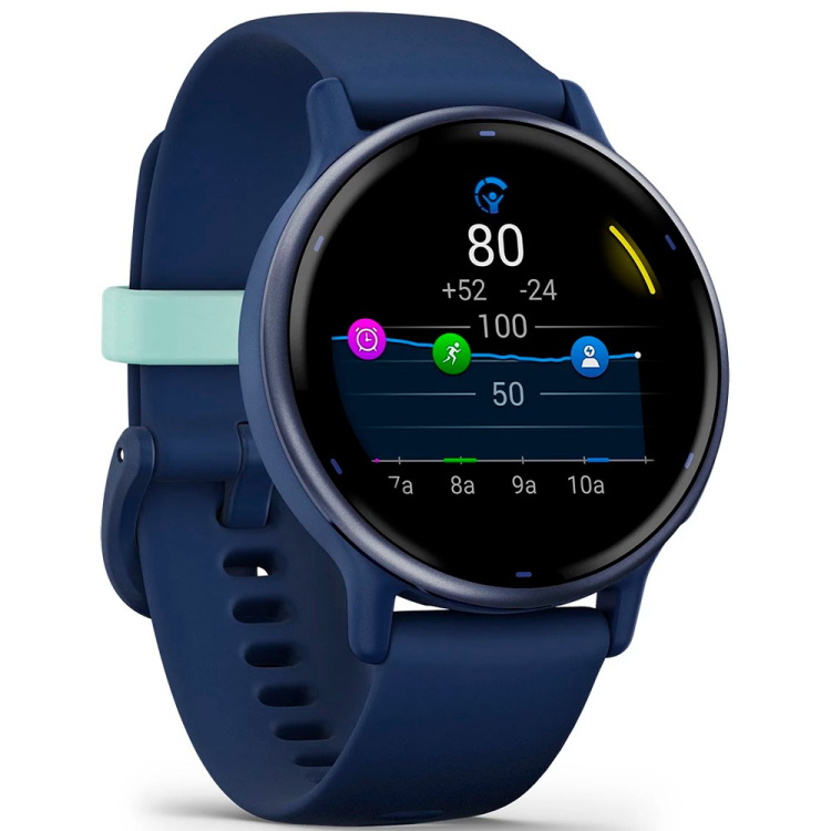 Garmin Vivoactive 5 Metallic Navy Aluminum Bezel with Navy Case and Silicone Band (010-02862-12)