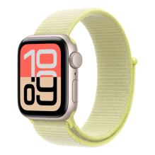 Apple Watch SE 3 GPS, 44mm Starlight Aluminum Case with Neon Yellow Sport Loop