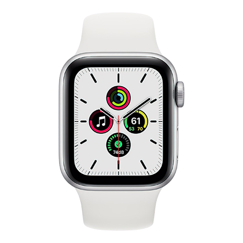 Apple Watch SE GPS + Cellular 44mm Silver Aluminum Case with White Sport Band (MYEM2)