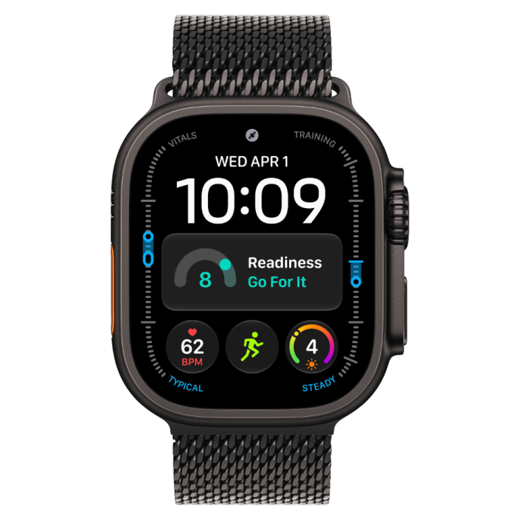 Apple Watch Ultra 4 GPS + LTE, 49mm Black Titanium Case with Black Titanium Milanese Loop - S