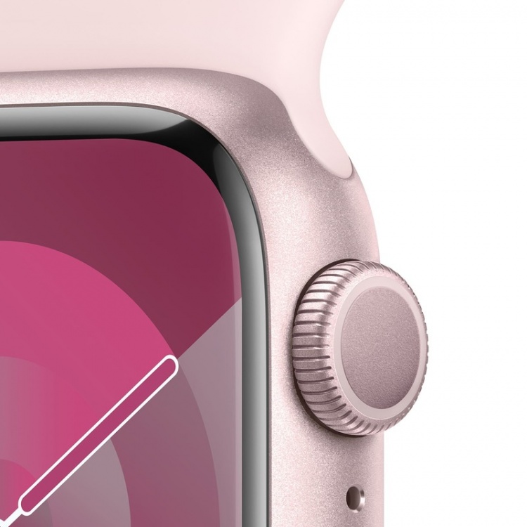 Apple Watch Series 9 45mm GPS Pink Aluminum Case with Light Pink Sport Band (M/L) MR9H3 Open Box