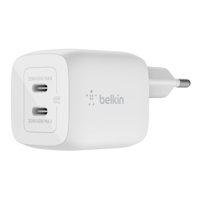 Блок питания Belkin Home Charger 45W GAN PD PPS Dual USB-С White (WCH011vfWH) Блок питания Belkin Home Charger 45W GAN PD PPS Dual USB-С White (WCH011vfWH)