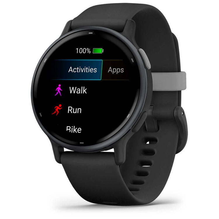 Garmin Vivoactive 5 Slate Aluminum Bezel with Black Case and Silicone Band (010-02862-10)