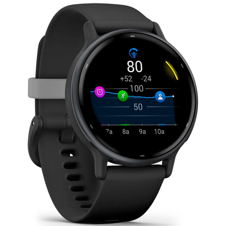 Garmin Vivoactive 5 Slate Aluminum Bezel with Black Case and Silicone Band (010-02862-10)