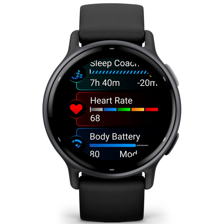 Garmin Vivoactive 5 Slate Aluminum Bezel with Black Case and Silicone Band (010-02862-10)