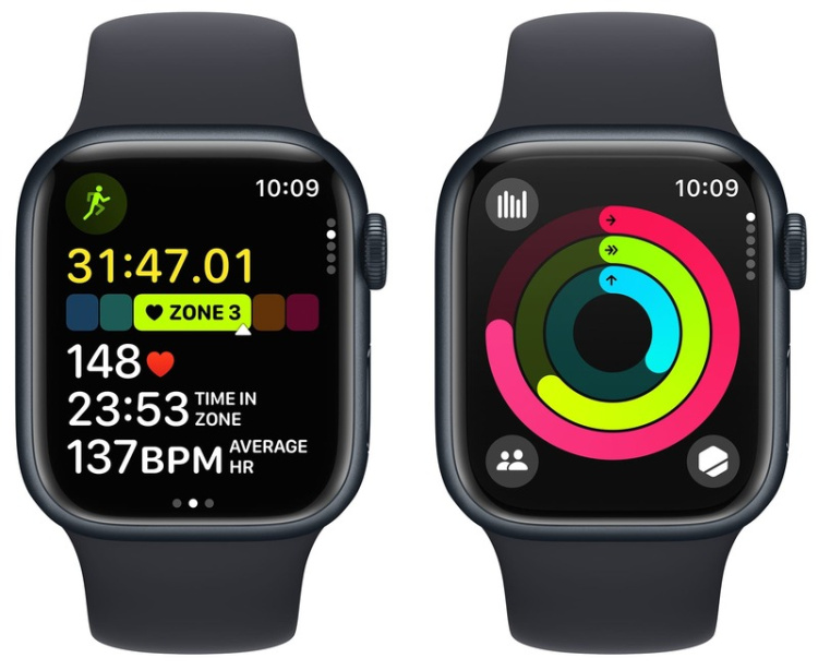 Apple Watch Series 9 41mm GPS Midnight Aluminum Case with Midnight Sport Band (M/L) MR8X3