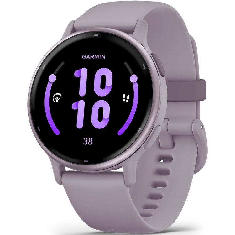 Garmin Vivoactive 5 Metallic Orchid Aluminum Bezel with Orchid Case and Silicone Band (010-02862-13)