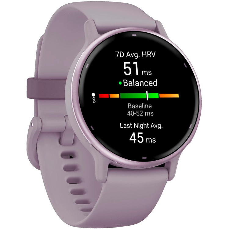 Garmin Vivoactive 5 Metallic Orchid Aluminum Bezel with Orchid Case and Silicone Band (010-02862-13)
