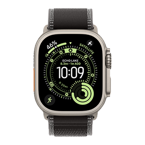 Apple Watch Ultra 3 GPS + Cellular, 49mm Natural Titanium Case with Black/Charcoal Trail Loop - S/M