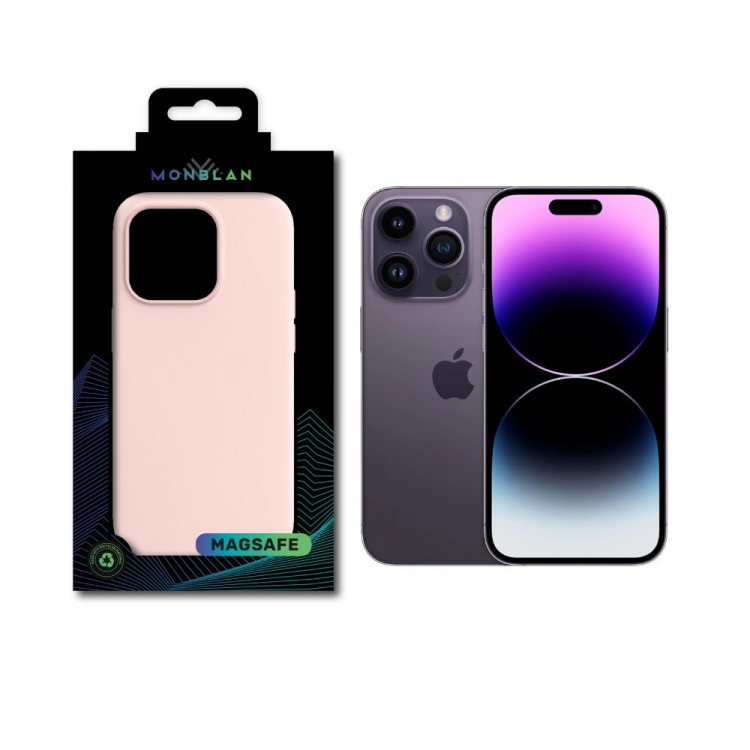 Чехол Monblan для iPhone 14 Pro Max Magnetic Silicone [MagSafe] Series (Chalk Pink)
