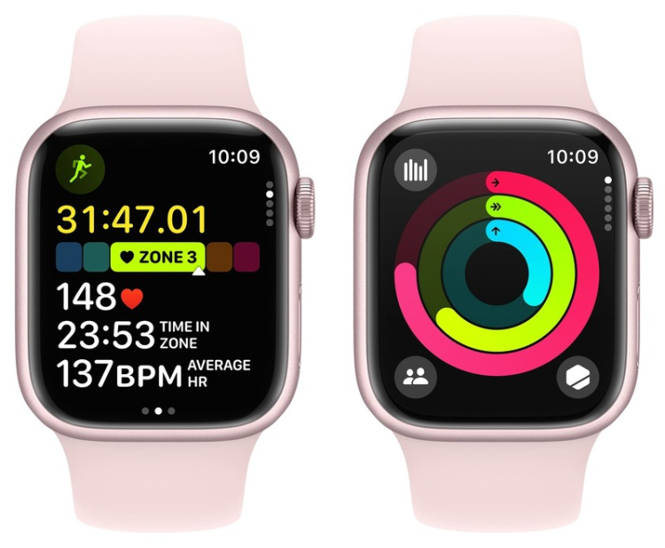 Apple Watch Series 9 41mm GPS Pink Aluminum Case with Light Pink Sport Band (M/L) MR943
