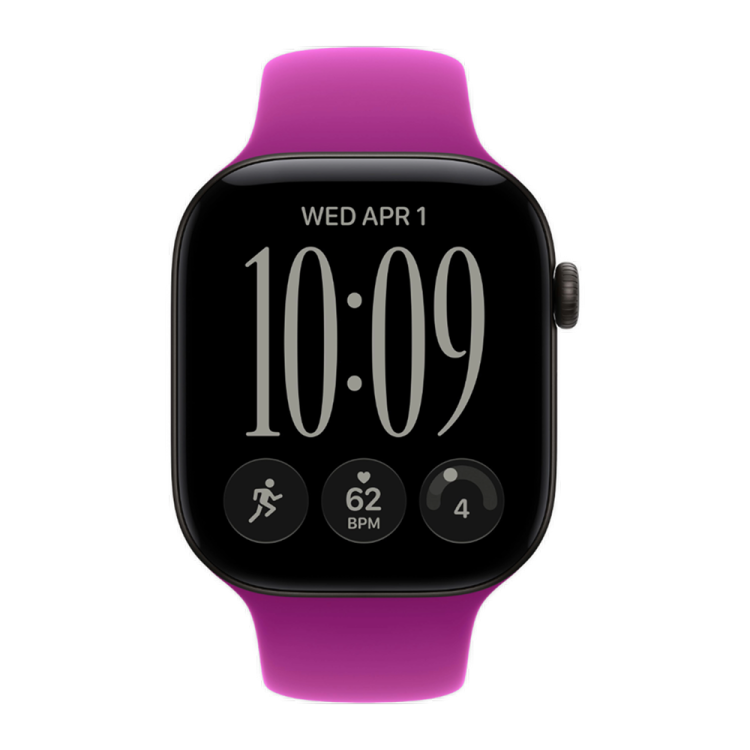 Apple Watch Series 12 GPS 46mm Black Aluminum Case with Magenta Sport Band - S/M