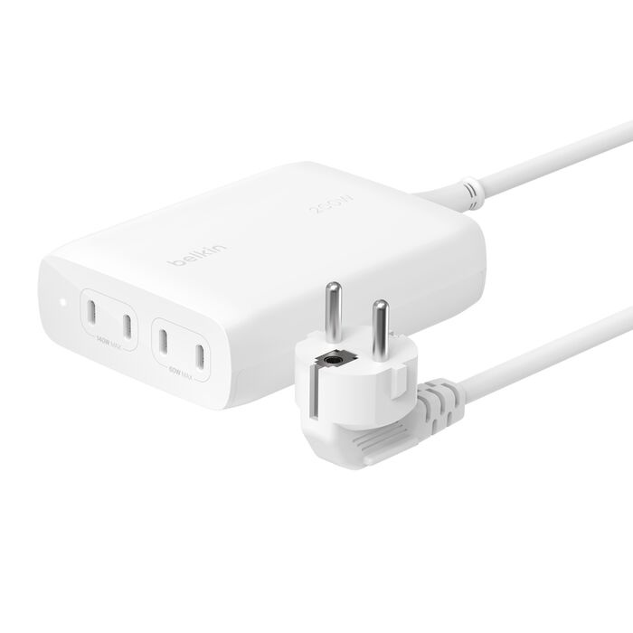 Блок живлення Belkin 200Вт 4хUSB-С GAN PD PPS (White)
