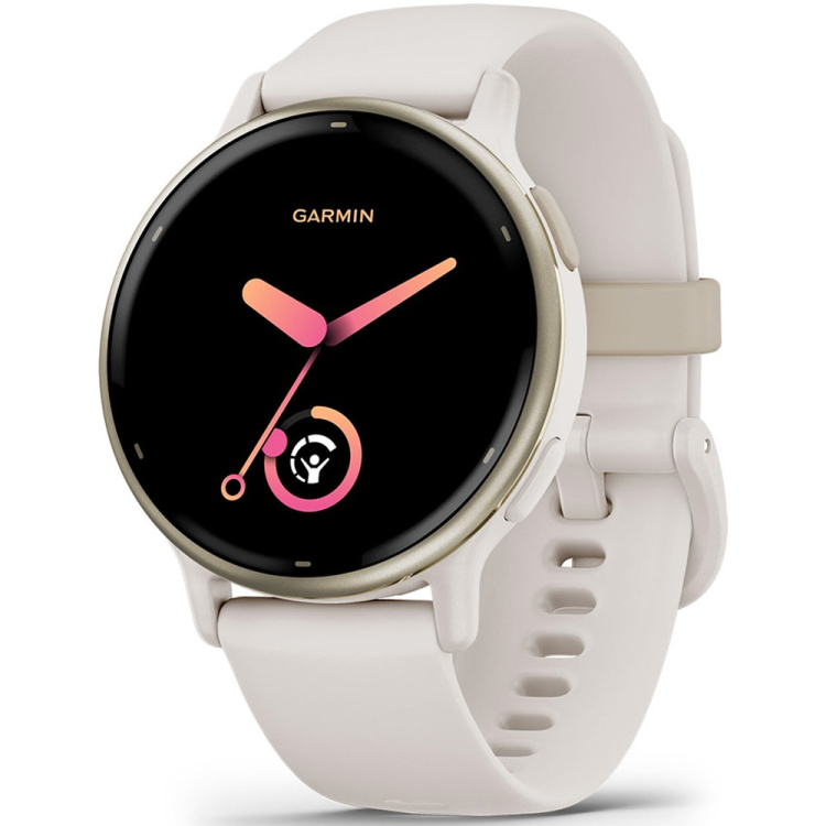 Garmin Vivoactive 5 Cream Gold Aluminum Bezel with Ivory Case and Silicone Band (010-02862-11)