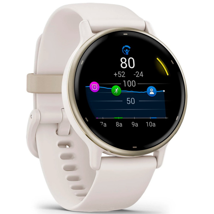 Garmin Vivoactive 5 Cream Gold Aluminum Bezel with Ivory Case and Silicone Band (010-02862-11)