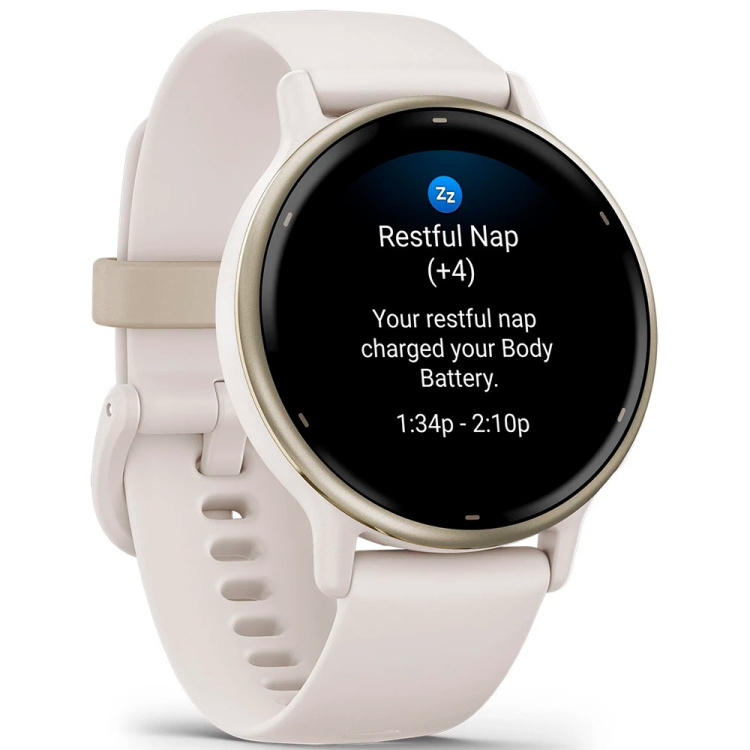 Garmin Vivoactive 5 Cream Gold Aluminum Bezel with Ivory Case and Silicone Band (010-02862-11)