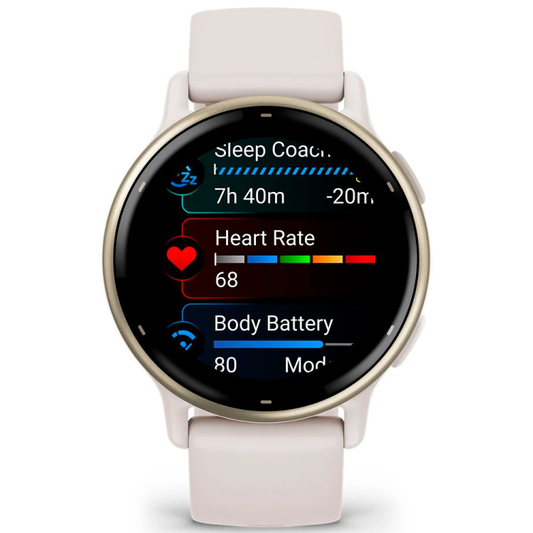 Garmin Vivoactive 5 Cream Gold Aluminum Bezel with Ivory Case and Silicone Band (010-02862-11)