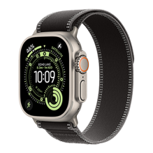 Apple Watch Ultra 3 GPS + Cellular, 49mm Natural Titanium Case with Black/Charcoal Trail Loop - M/L