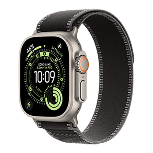 Apple Watch Ultra 3 GPS + Cellular, 49mm Natural Titanium Case with Black/Charcoal Trail Loop - M/L