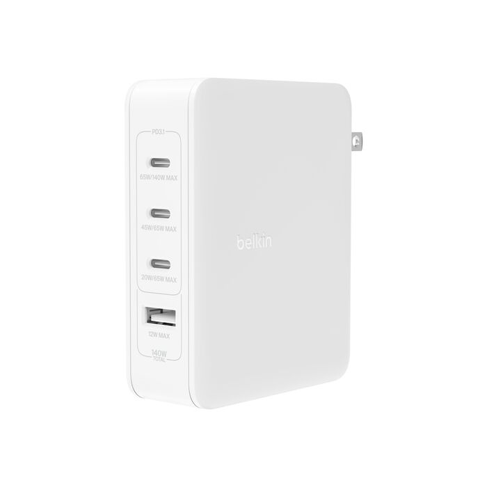 Блок живлення Belkin Home Charger 140W 3хUSB-С GAN PD PPS, USB-A White (WCH014BTWH)