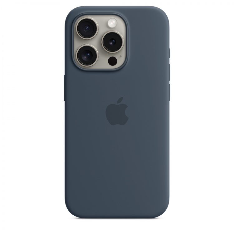 Чехол Apple Silicone Case для iPhone 15 Pro with MagSafe (Storm Blue)