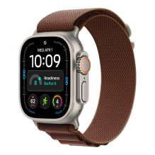 Apple Watch Ultra 4 GPS + LTE, 49mm Natural Titanium Case with Burgundy Alpine Loop - Medium
