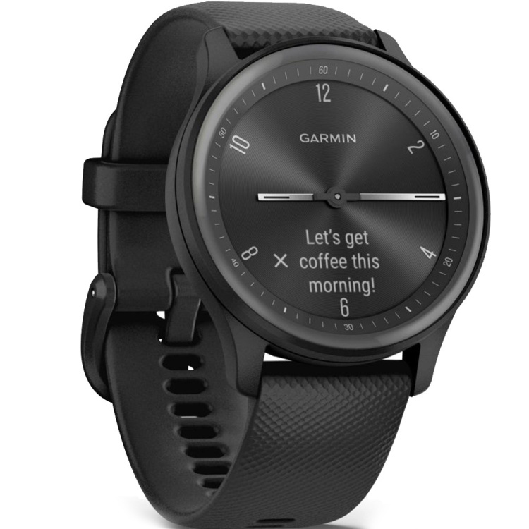 Garmin Vivomove Sport Black Case and Silicone Band with Slate Accents (010-02566-00)