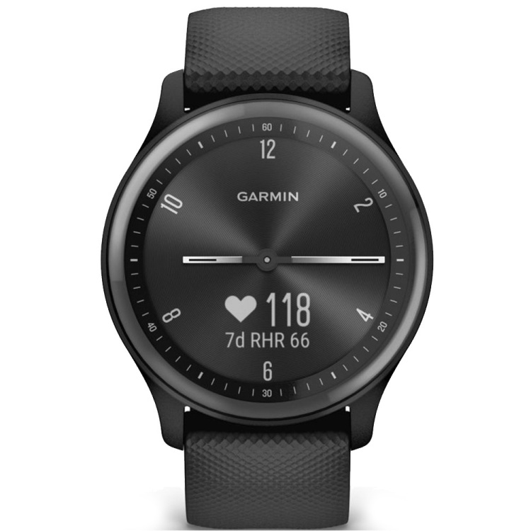 Garmin Vivomove Sport Black Case and Silicone Band with Slate Accents (010-02566-00)