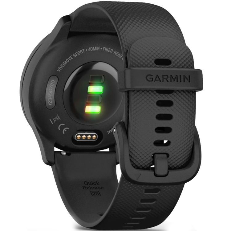 Garmin Vivomove Sport Black Case and Silicone Band with Slate Accents (010-02566-00)