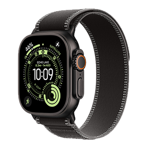 Apple Watch Ultra 3 GPS + Cellular, 49mm Black Titanium Case with Black/Charcoal Trail Loop - S/M (MF1D4)