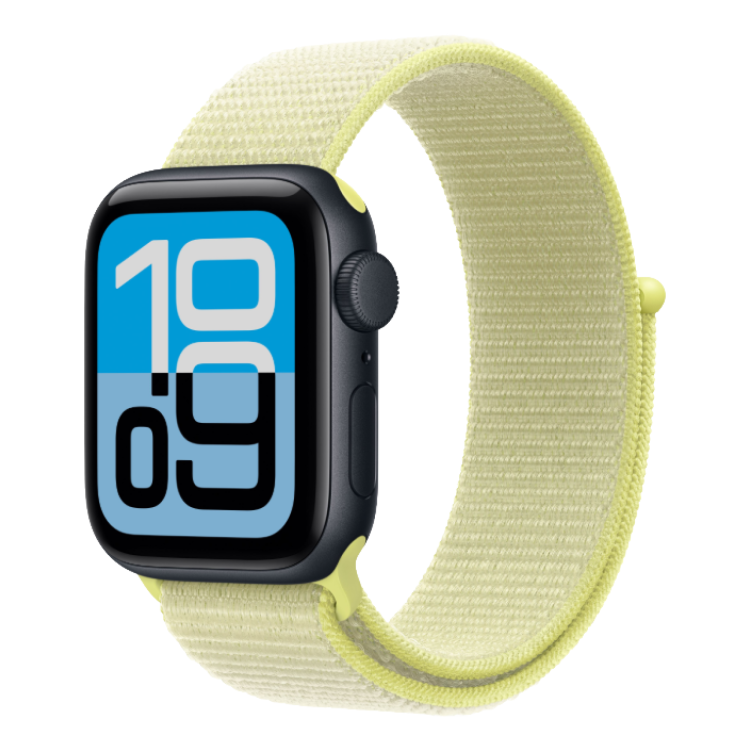 Apple Watch SE 3 GPS, 44mm Midnight Aluminum Case with Neon Yellow Sport Loop Apple Watch SE 3 GPS, 44mm Midnight Aluminum Case with Neon Yellow Sport Loop