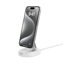 Безпровідна зарядка Belkin 15 Вт Magnetic Stand Qi2 White (WIA008VFWH)