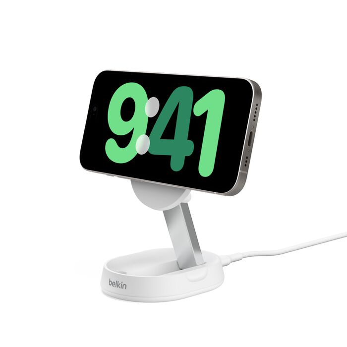 Безпровідна зарядка Belkin 15 Вт Magnetic Stand Qi2 White (WIA008VFWH)