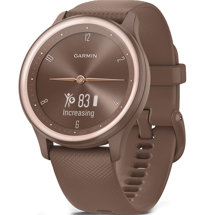 Garmin Vivomove Sport Cocoa Case and Silicone Band with Peach Gold Accents (010-02566-02)