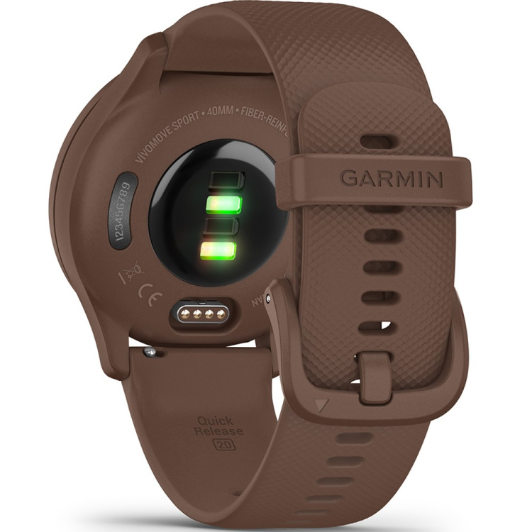 Garmin Vivomove Sport Cocoa Case and Silicone Band with Peach Gold Accents (010-02566-02)