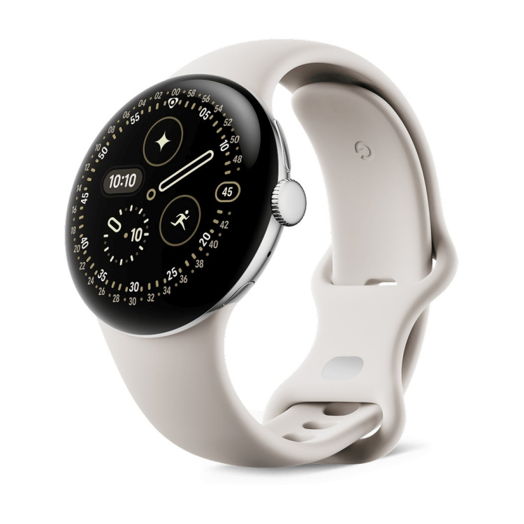 Смарт-годинник Google Pixel Watch 4 45mm Polished Silver Aluminum Case / Porcelain Active Band