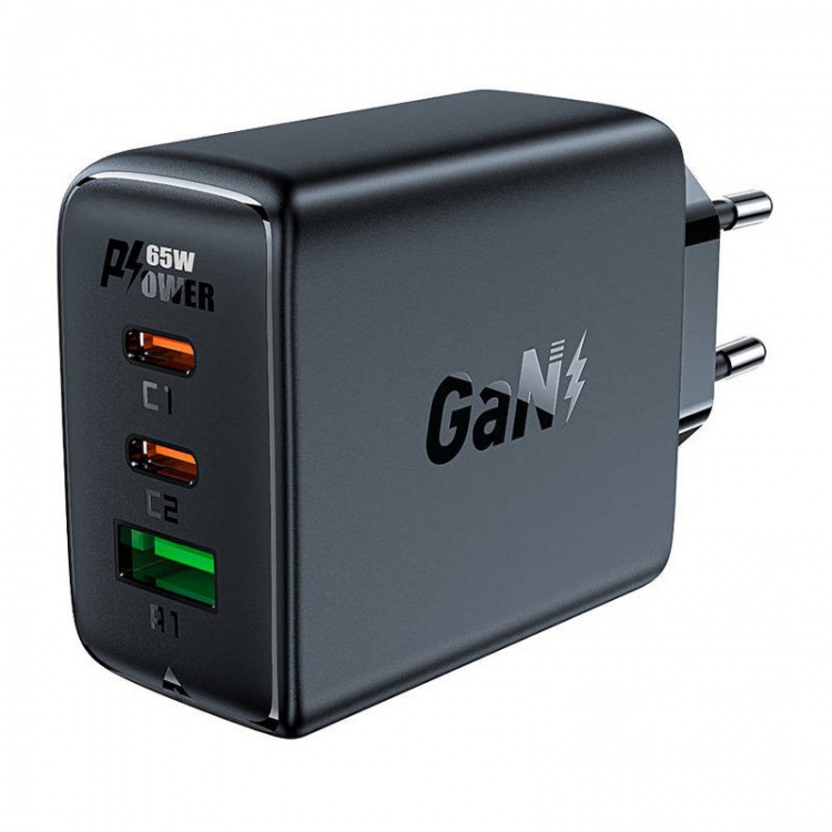 Адаптер Acefast Gan A41 2xUSB-C + USB-A 65w (Black)
