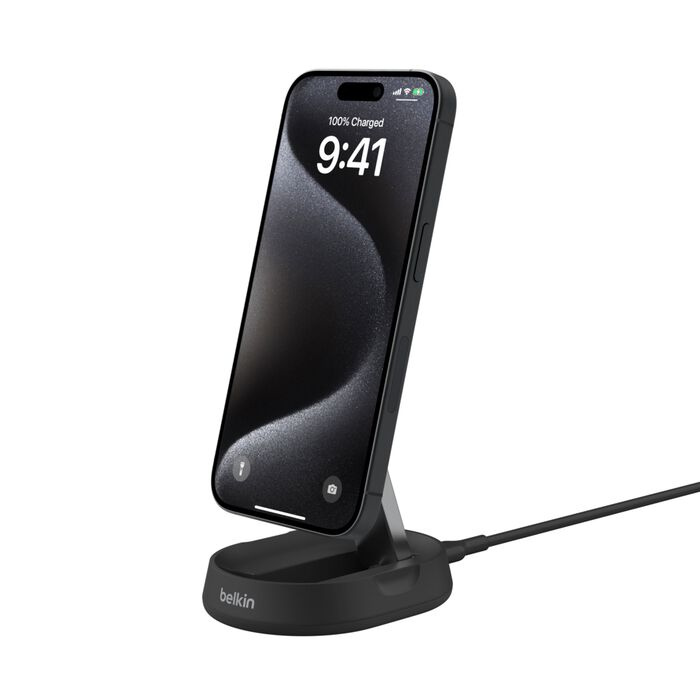 Безпровідна зарядка Belkin 15 Вт Magnetic Stand Qi2 Black (WIA008VFBK)
