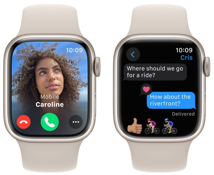 Apple Watch Series 9 45mm GPS Starlight Aluminum Case with Starlight Sport Band (M/L) MR973