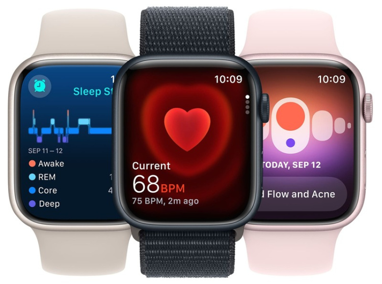 Apple Watch Series 9 45mm GPS Starlight Aluminum Case with Starlight Sport Band (M/L) MR973