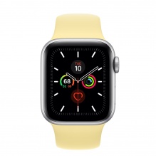Apple Watch Series 5 GPS, 40mm Silver Aluminum Case with Lemon Cream Sport Band 