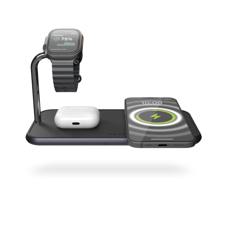 Беспроводная зарядка Zens Dual + Watch Aluminium Wireless Charger Black (ZEDC05BM/00)