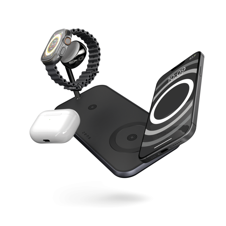 Беспроводная зарядка Zens Dual + Watch Aluminium Wireless Charger Black (ZEDC05BM/00)