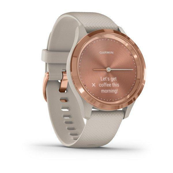 Garmin Vivomove 3S Rose Gold Stainless Steel Bezel with Light Sand Case and Silicone Band (010-02238-22)
