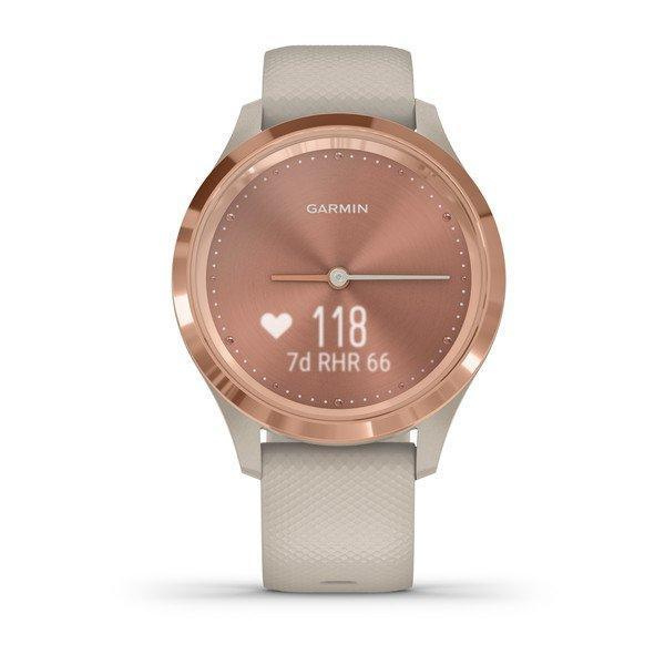Garmin Vivomove 3S Rose Gold Stainless Steel Bezel with Light Sand Case and Silicone Band (010-02238-22)