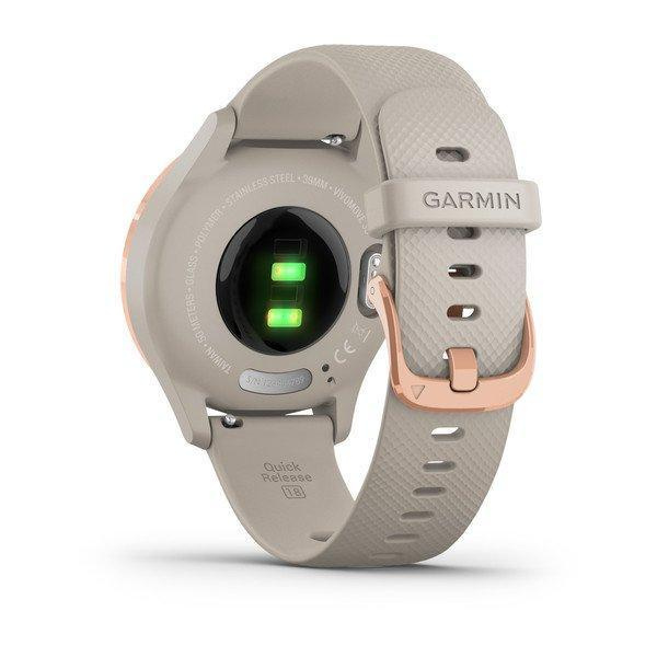 Garmin Vivomove 3S Rose Gold Stainless Steel Bezel with Light Sand Case and Silicone Band (010-02238-22)