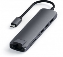Перехідник Satechi Aluminum Type-C Slim Multiport with Ethernet Adapter (Space Gray)
